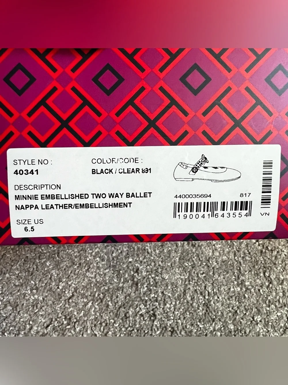Tory Burch MINNIE EMBELLISHED TWO WAY BALLET shoes NWT